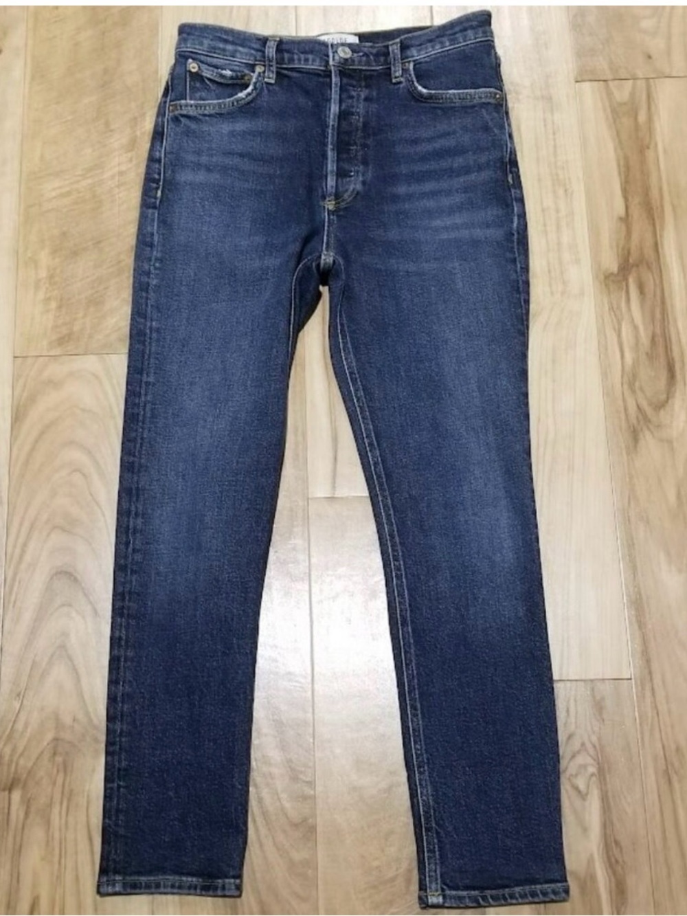 Agolde Women’s Nico High Rise Slim Straight Jeans Dark Indigo, Cigarette style